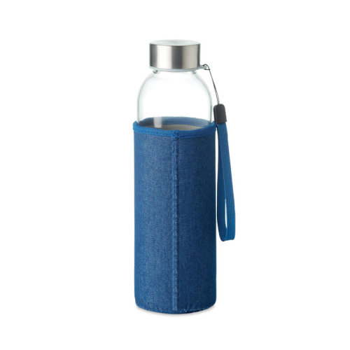Стеклянная бутылка в чехле (синий)