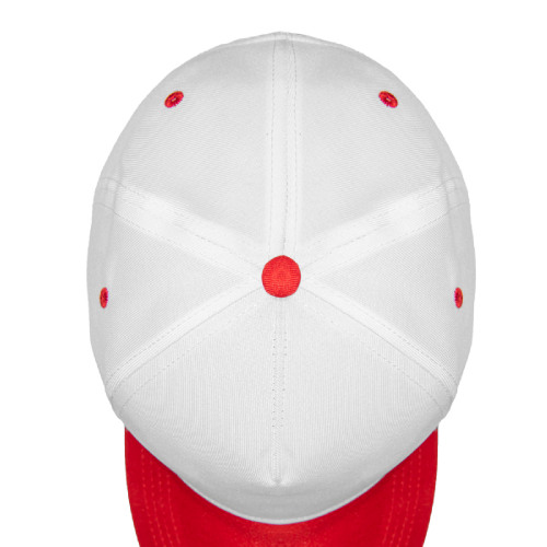 Бейсболка JOKER, 5 клиньев,  застежка на липучке (белый, красный)