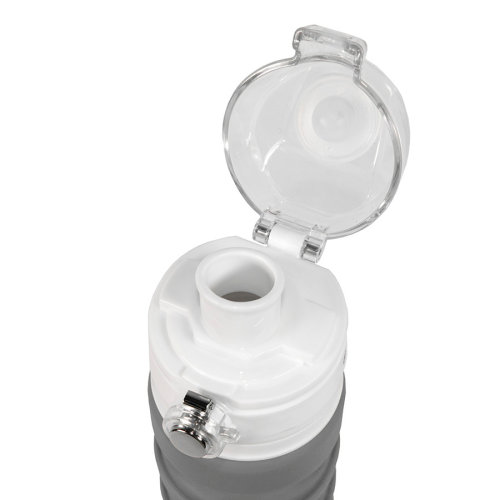 Бутылка для воды складная с карабином SPRING, 550/250 мл, силикон (серый)