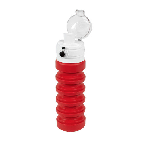 Бутылка для воды складная с карабином SPRING, 550/250 мл,  силикон (красный)
