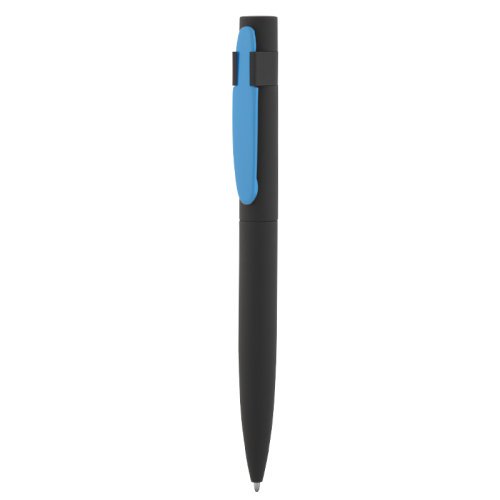 Ручка шариковая "Lip", покрытие soft touch, черный с голубым