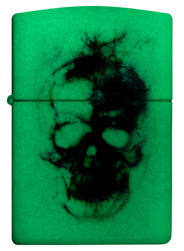 Зажигалка ZIPPO Skull Design с покрытием Glow In The Dark Green, латунь/сталь, белая, 38x13x57 мм
