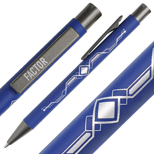 Ручка шариковая FACTOR (синий, серый)
