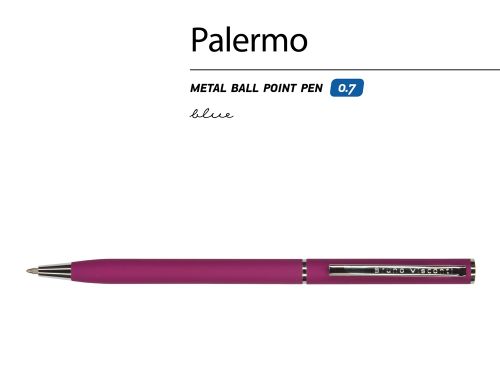 Ручка Palermo шариковая  автоматическая, бордовый металлический корпус, 0,7 мм, синяя