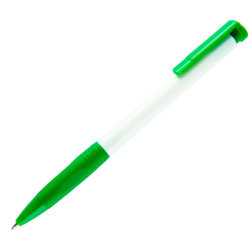 N13, ручка шариковая с грипом, пластик, белый, зеленый (белый, зеленое яблоко)